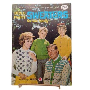 Style Right Sweaters For The Family Coats & Clark Book No. 139 Featuring Red Hea